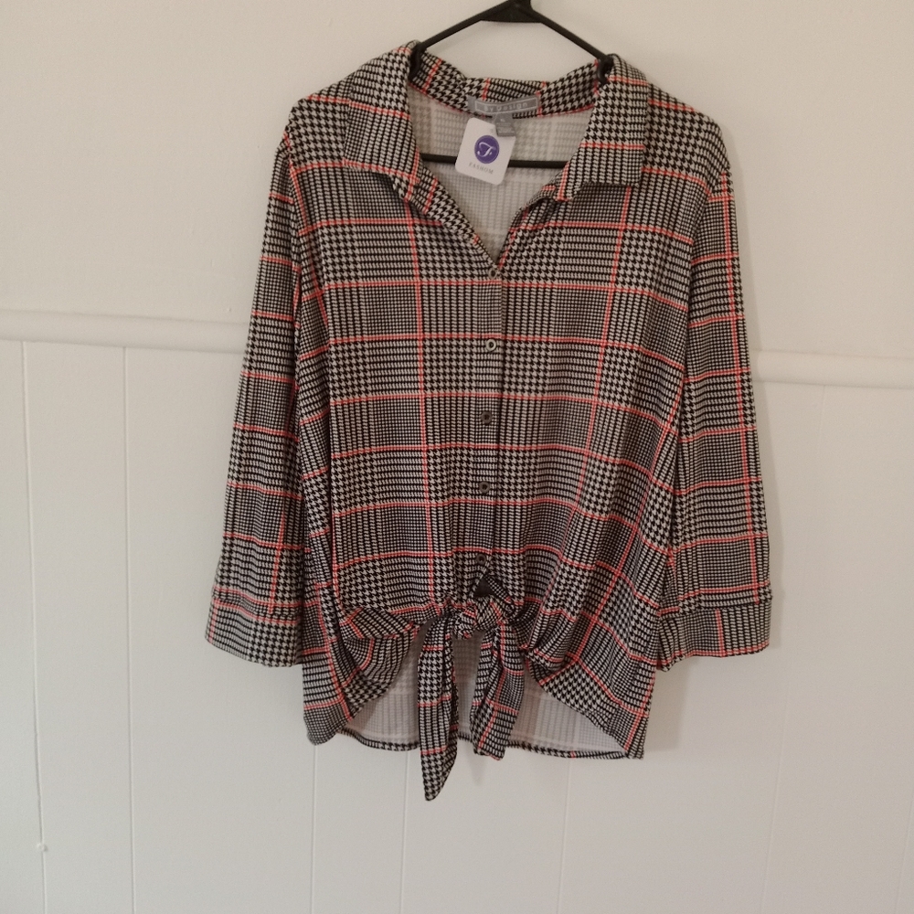 By Design Top with tie waist and sleeve detail NWT